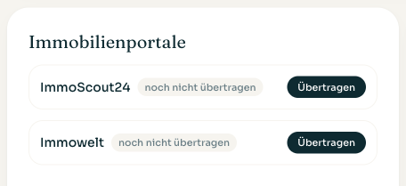 Objektseite in Anna: Übertragung an ImmoScout24 und Immowelt per Klick